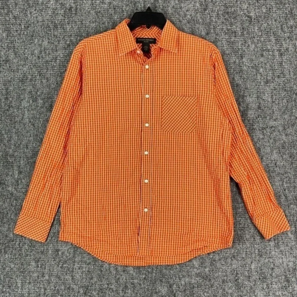 Banana Republic Relaxed Fit Shirt Mens Large Button Front Business Casual Orange